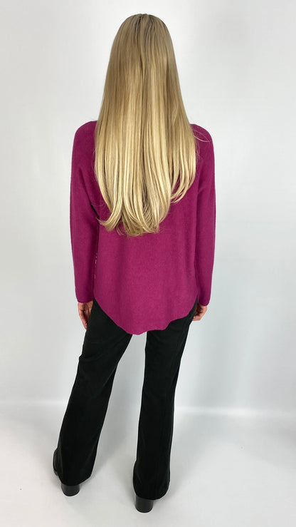 Curved hem slash neck jumper (8 Colours) - back in!