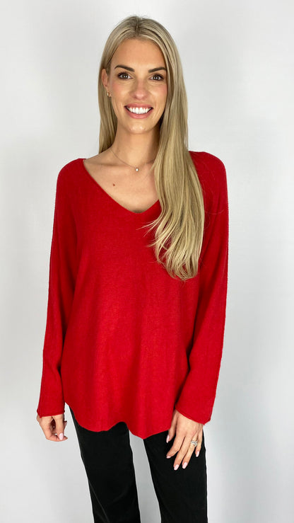 My curved hem v-neck jumper (7 Colours)