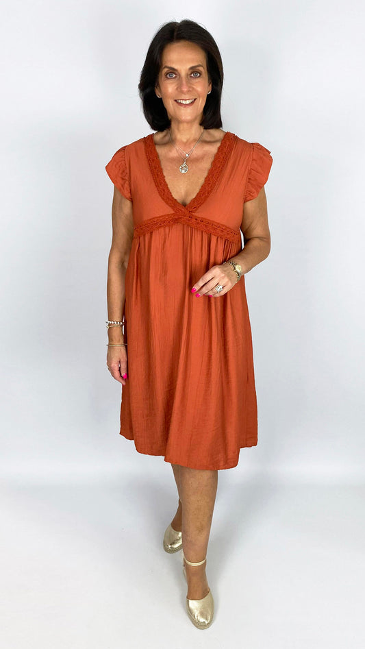 Crochet trimmed midi dress | 3 Colours | Limited!