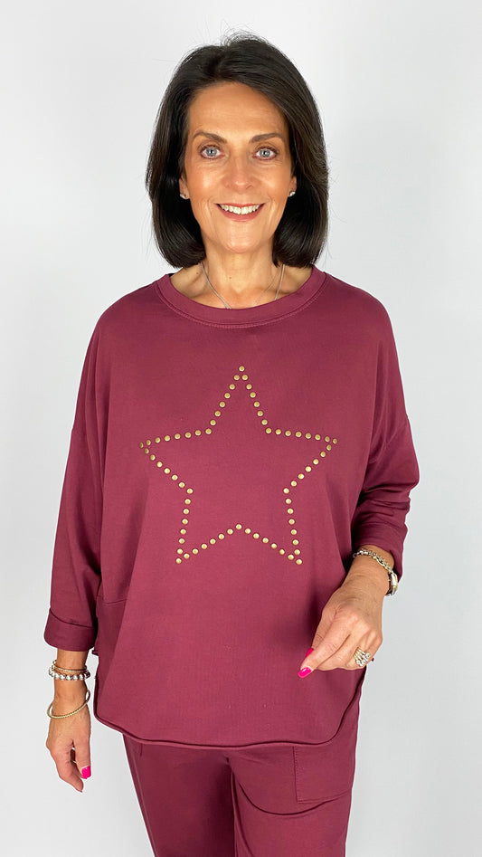 Gold studded star cotton sweatshirt | 4 Colours