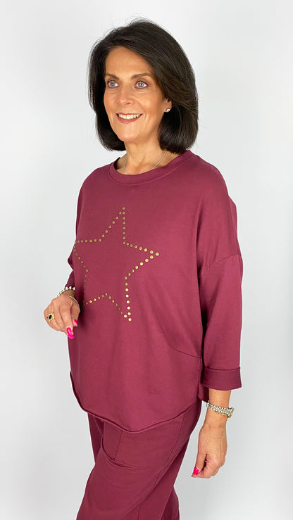 Gold studded star cotton sweatshirt | 4 Colours