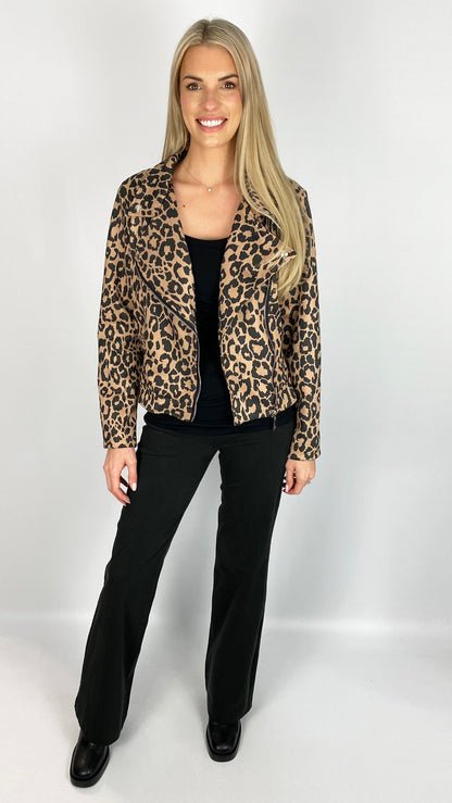 Animal print suedette biker jacket (2 Colours)