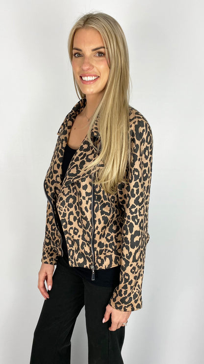 Animal print suedette biker jacket (2 Colours)