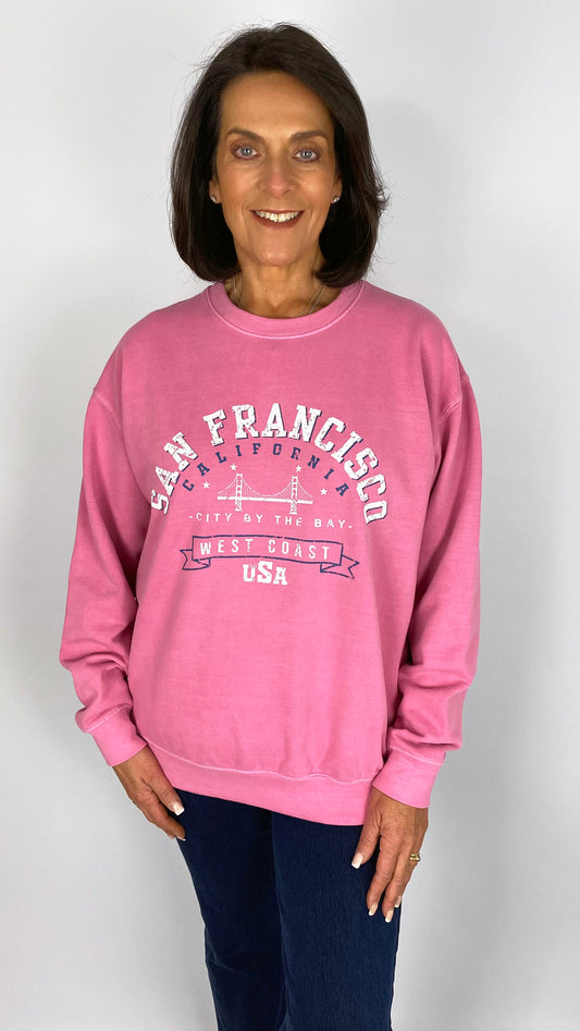 Crew neck "San Francisco" fleece lined sweatshirt | 2 Colours