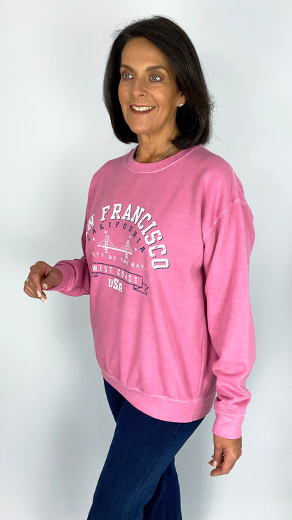 Crew neck "San Francisco" fleece lined sweatshirt | 2 Colours