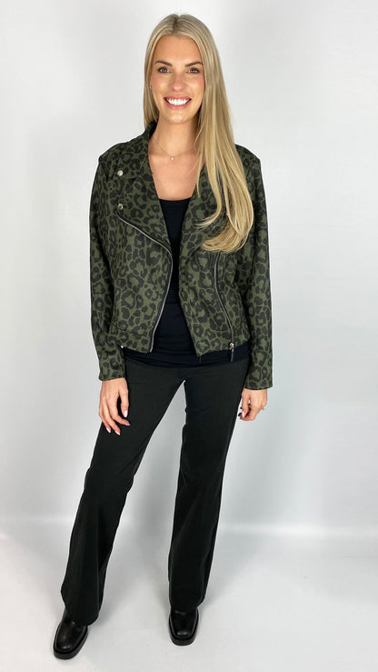 Animal print suedette biker jacket (2 Colours)