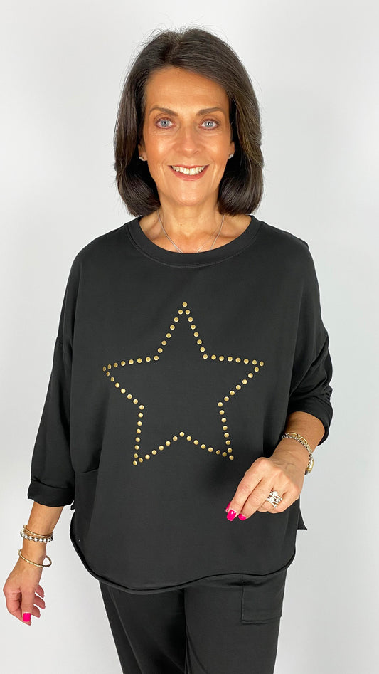 Gold studded star cotton sweatshirt | 4 Colours