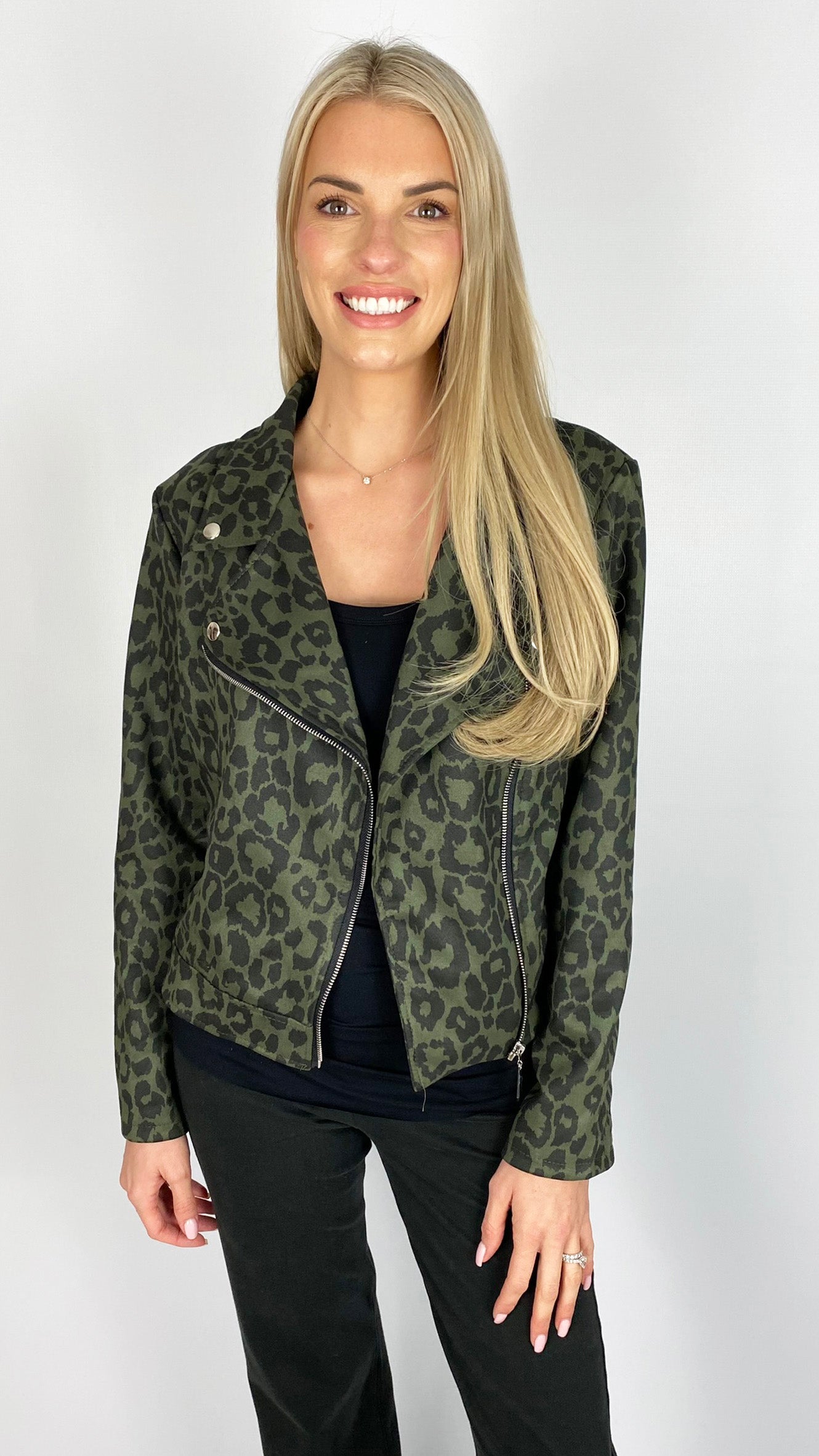 Animal print suedette biker jacket (2 Colours)