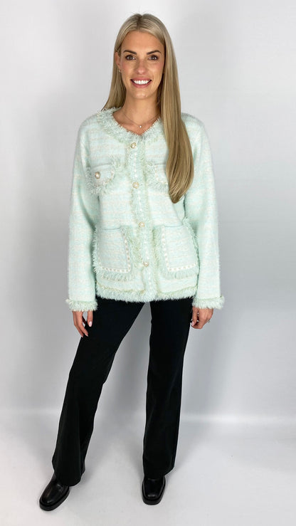 Designer inspired pearl button through cardigan (2 Colours) - last 1s