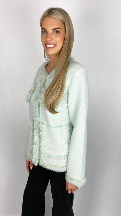 Designer inspired pearl button through cardigan (2 Colours) - last 1s