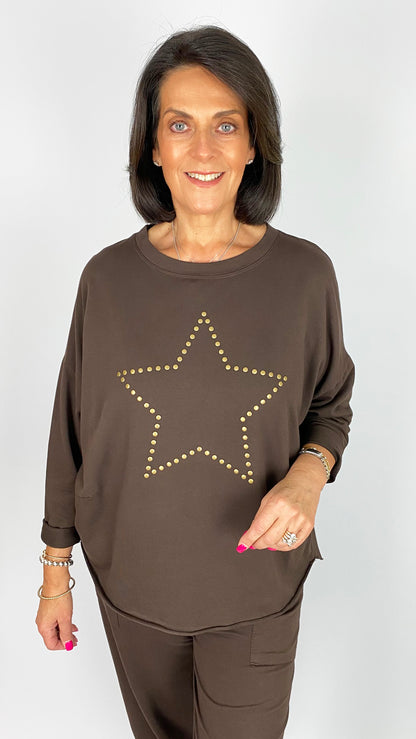 Gold studded star cotton sweatshirt | 4 Colours