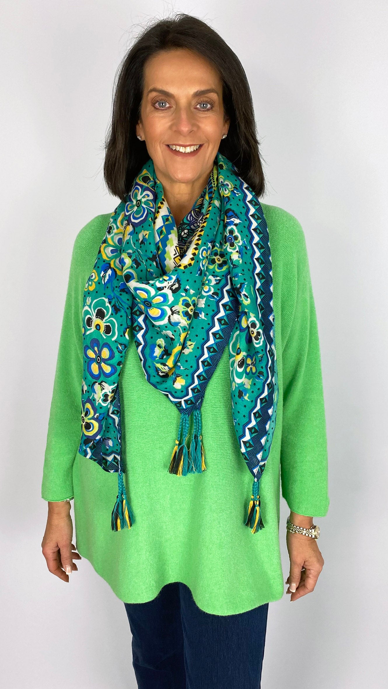 Tassel detail print square scarf | 7 Colours