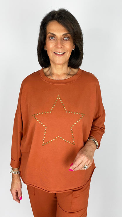 Gold studded star cotton sweatshirt | 4 Colours