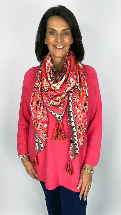 Tassel detail print square scarf | 7 Colours