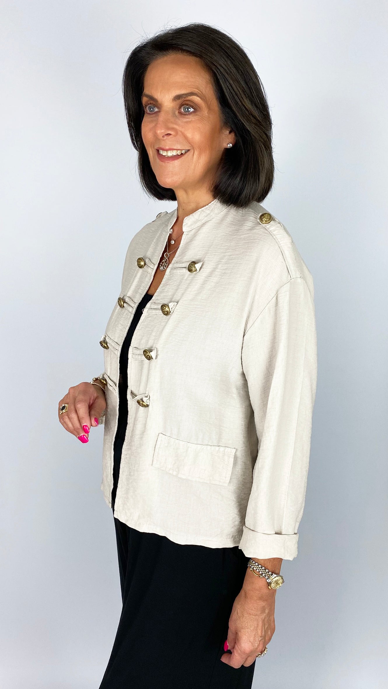 Crepe-feel lightweight military style jacket | 6 Colours
