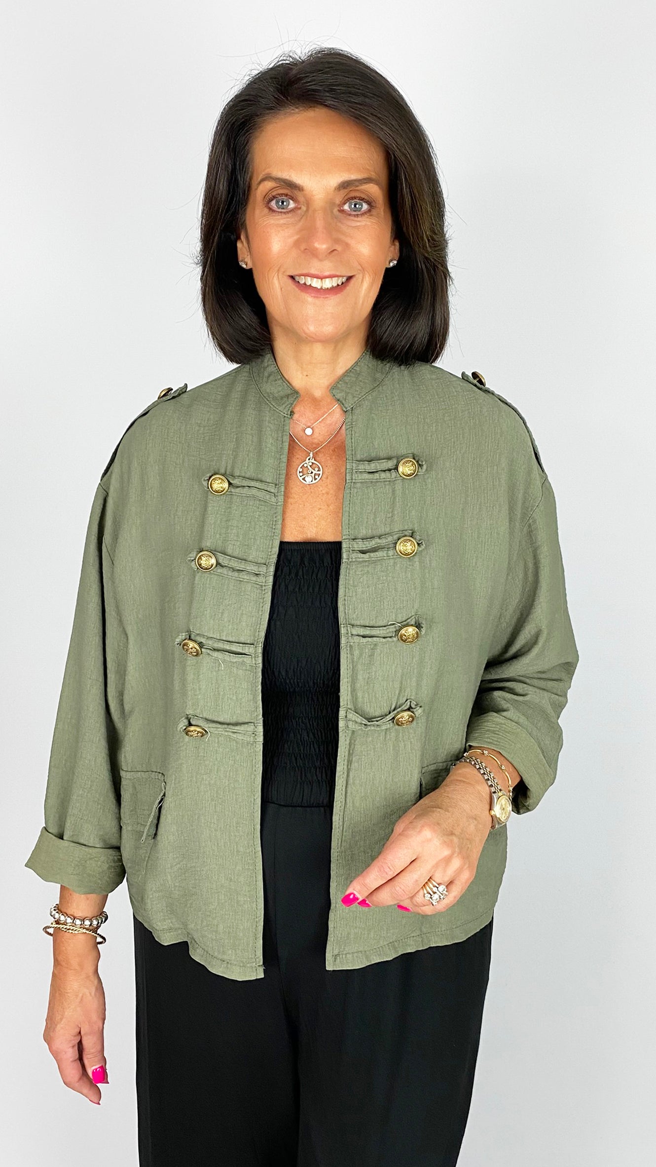 Crepe-feel lightweight military style jacket | 6 Colours