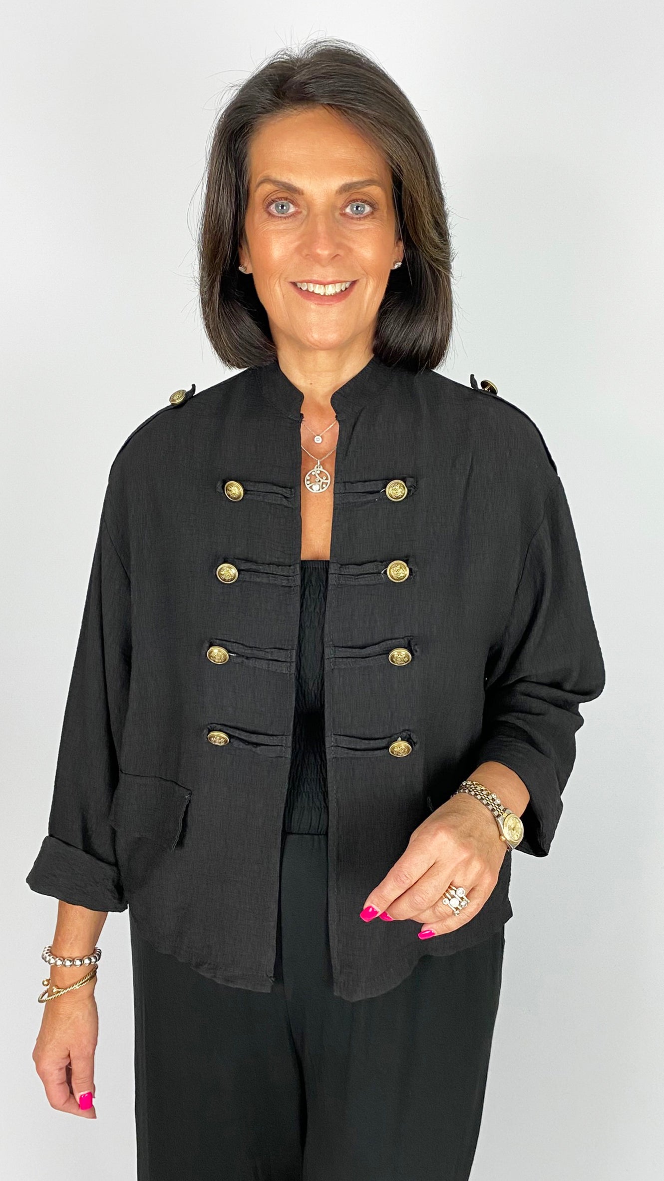 Crepe-feel lightweight military style jacket | 6 Colours