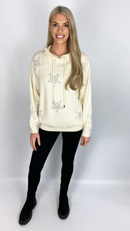 Embellished multi star hooded jumper (4 Colours)