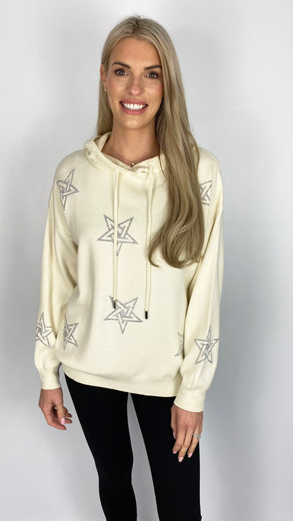 Embellished multi star hooded jumper (4 Colours)