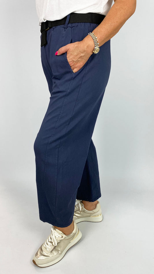 Barrel-leg pull-on pant w/ belt | 5 Colours