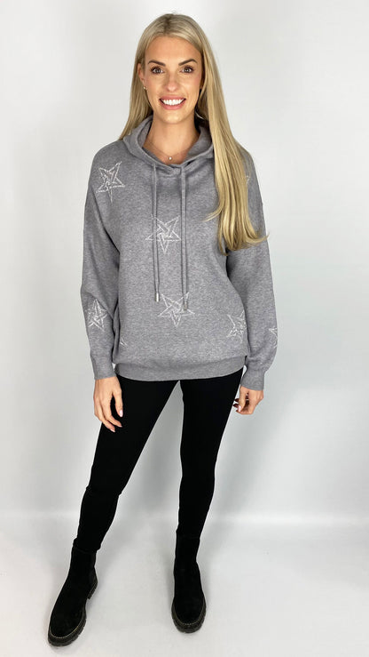 Embellished multi star hooded jumper (4 Colours)