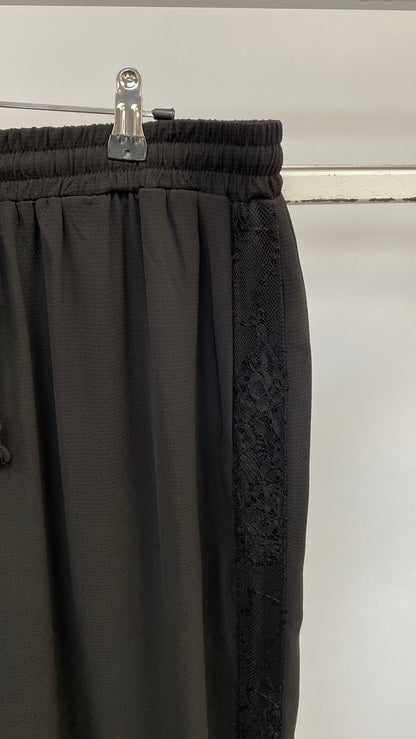 Lace panel wide-leg trouser w/ ankle splits  | Black | 2 Sizes | by Malissa J