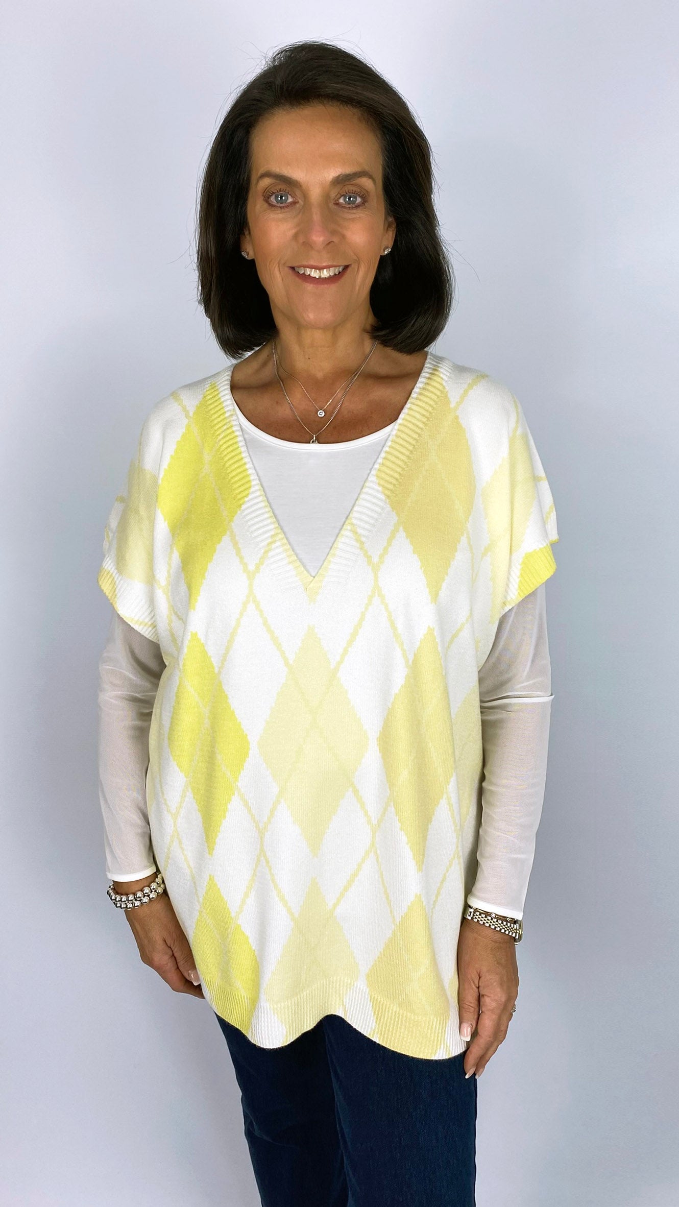 Argyle v-neck oversized tabbard | 2 Colours