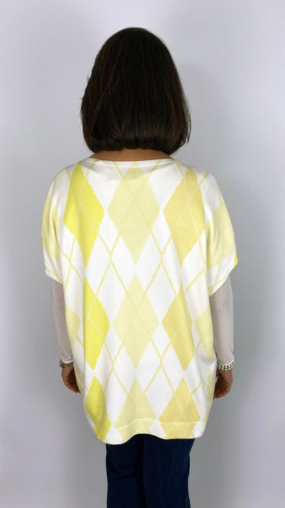 Argyle v-neck oversized tabbard | 2 Colours