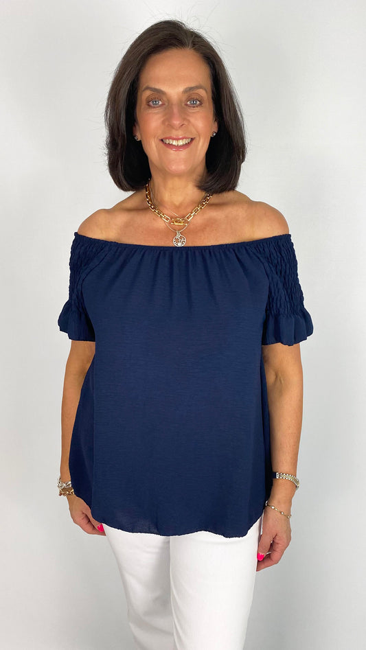 Frill sleeve on/off-the-shoulder top | 7 Colours