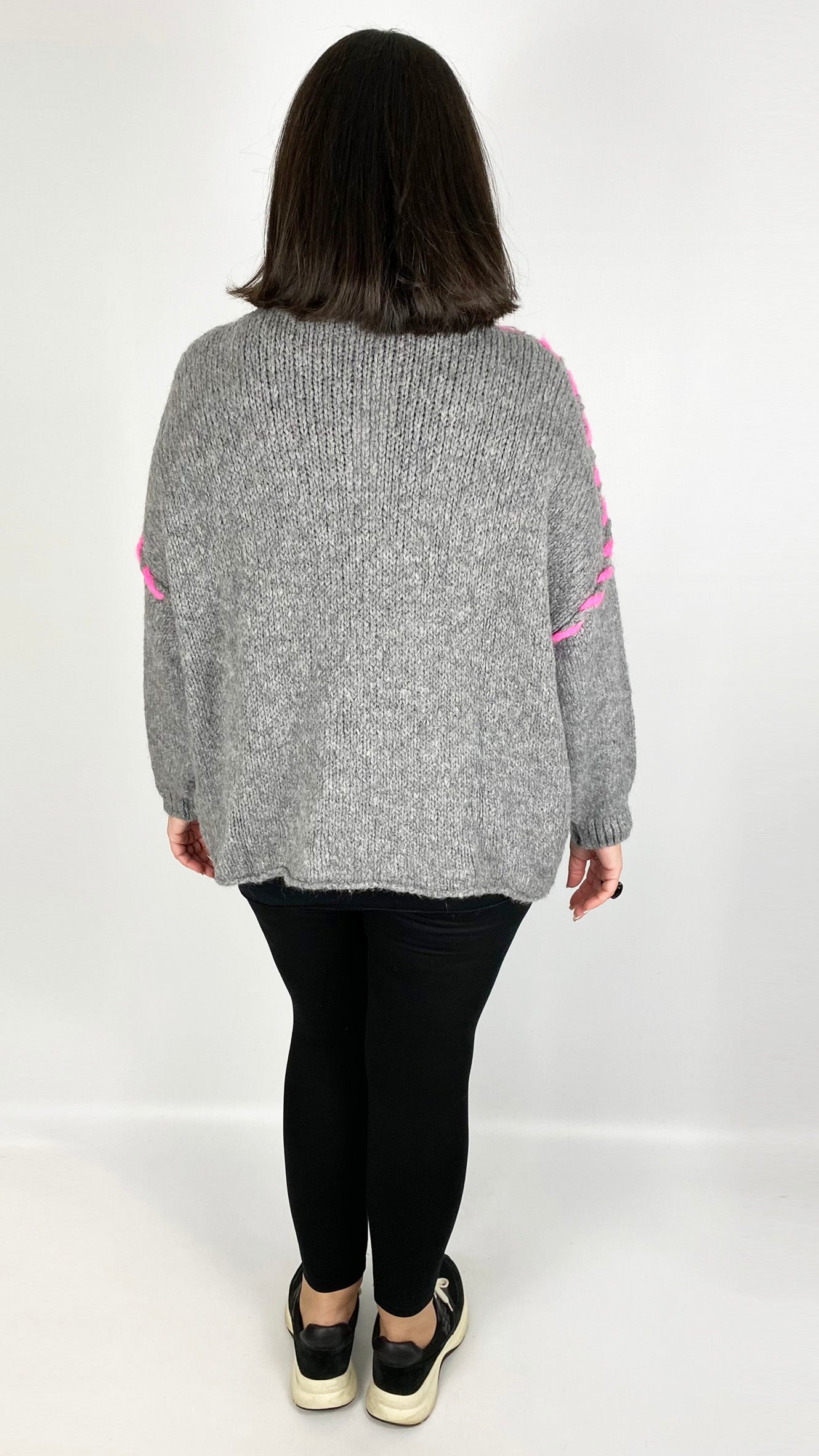 Pink blanket stitch exposed seam turtleneck jumper (5 Colours) - last 1