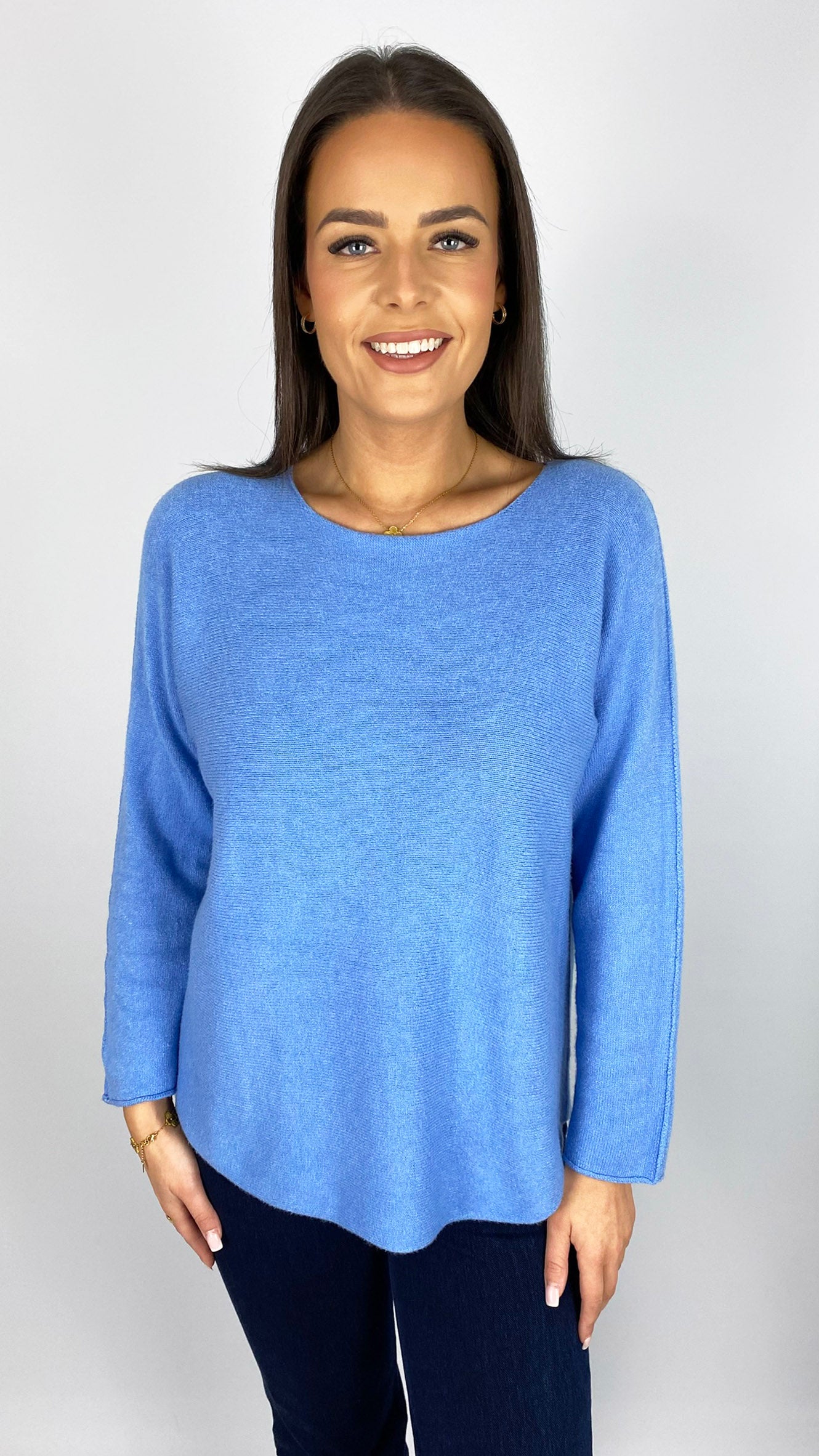 Essential curved hem slash neck jumper | 9 Colours