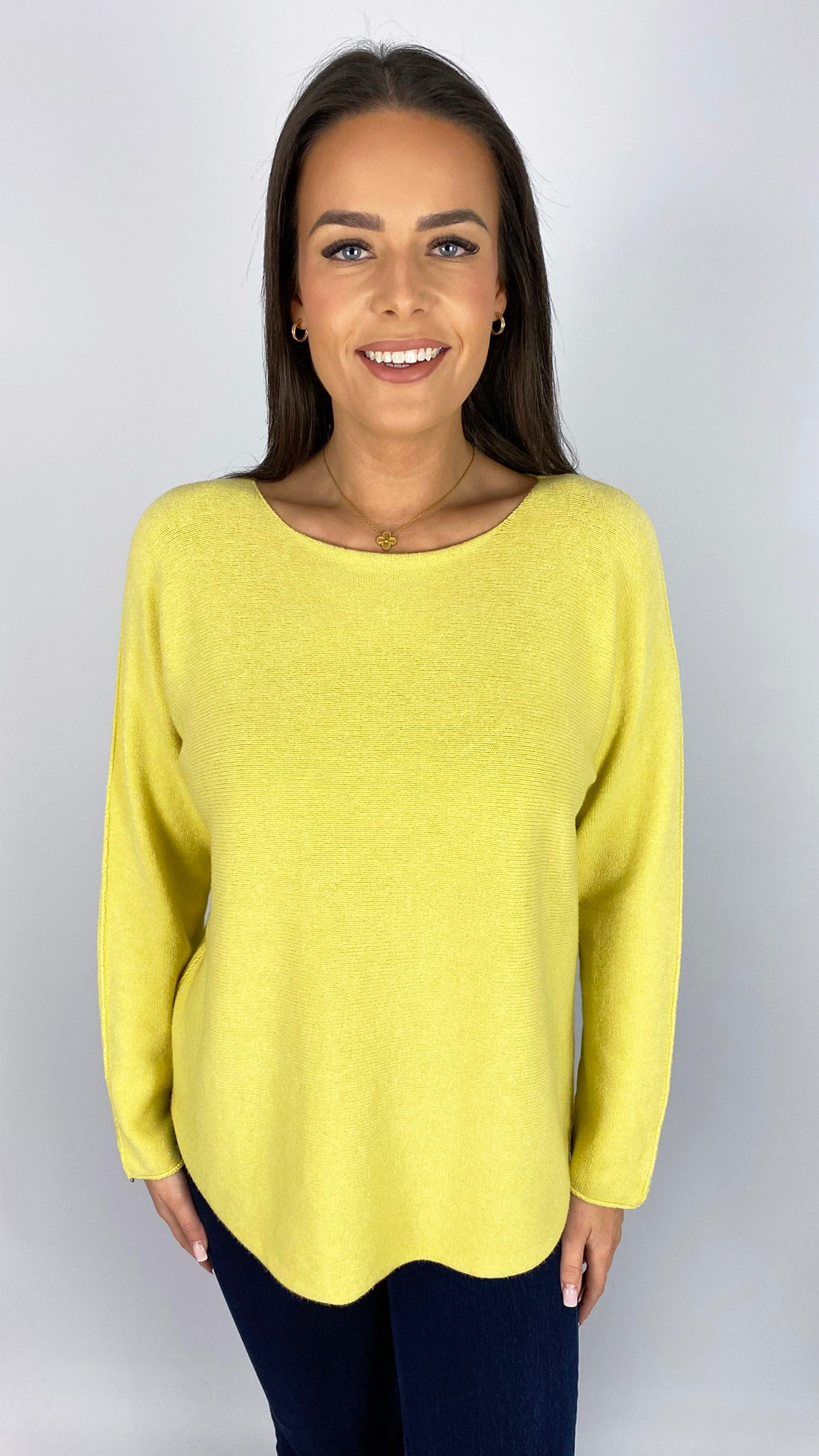 Essential curved hem slash neck jumper | 9 Colours
