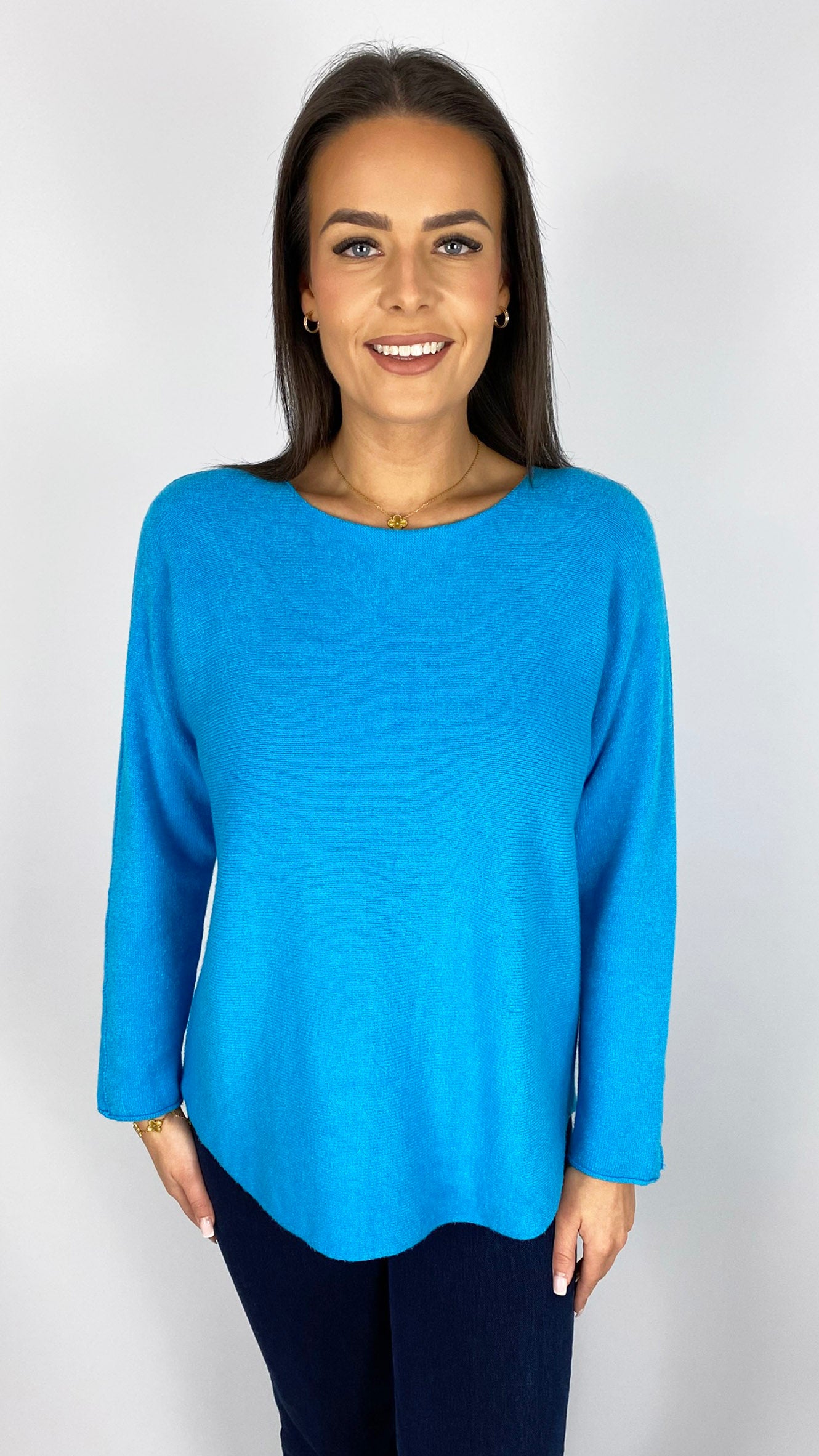 Essential curved hem slash neck jumper | 9 Colours