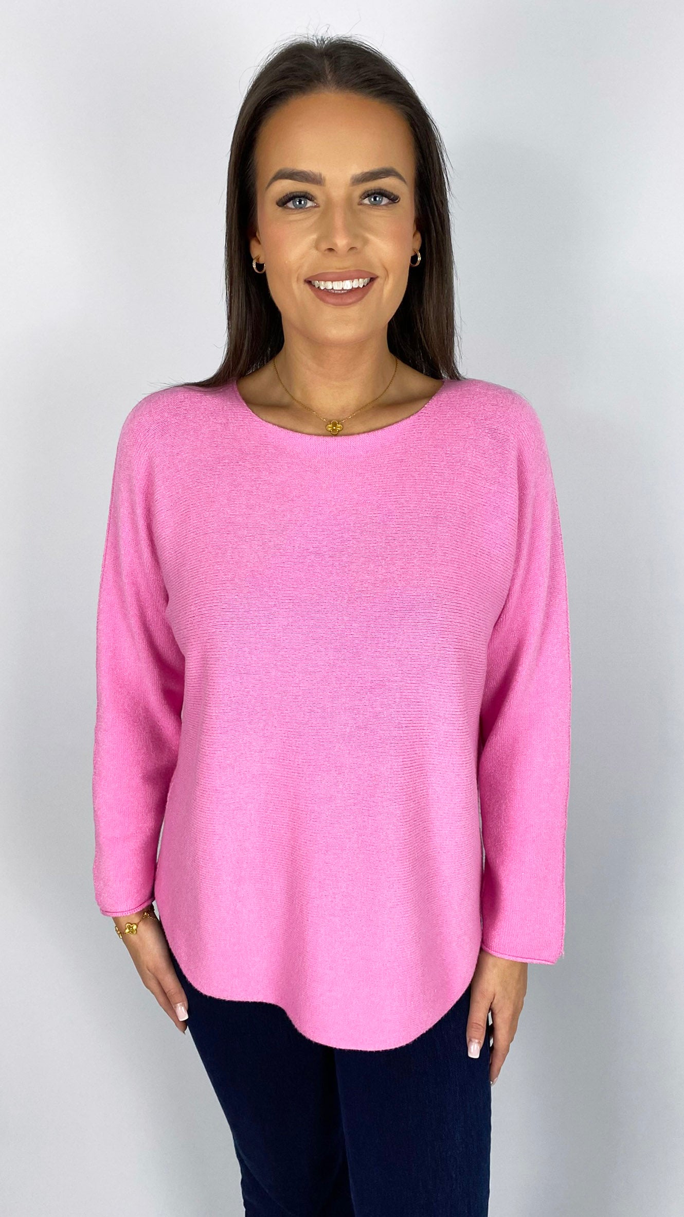 Essential curved hem slash neck jumper | 9 Colours