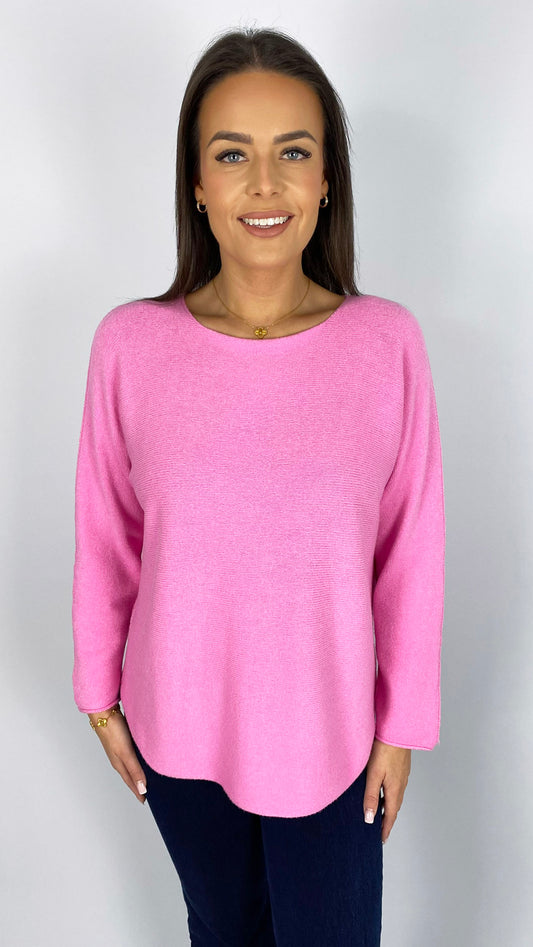 Essential curved hem slash neck jumper | 9 Colours