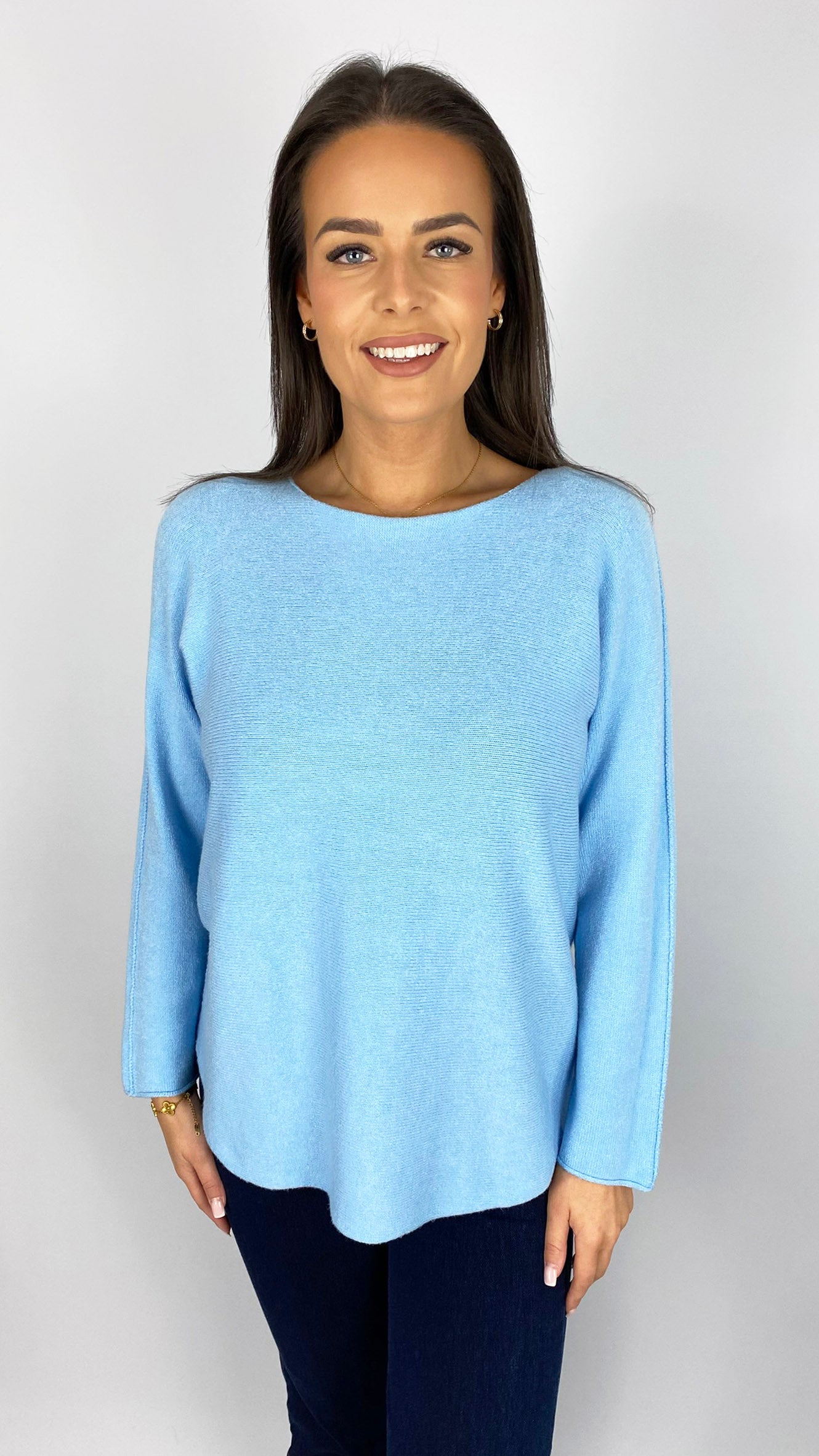 Essential curved hem slash neck jumper | 9 Colours