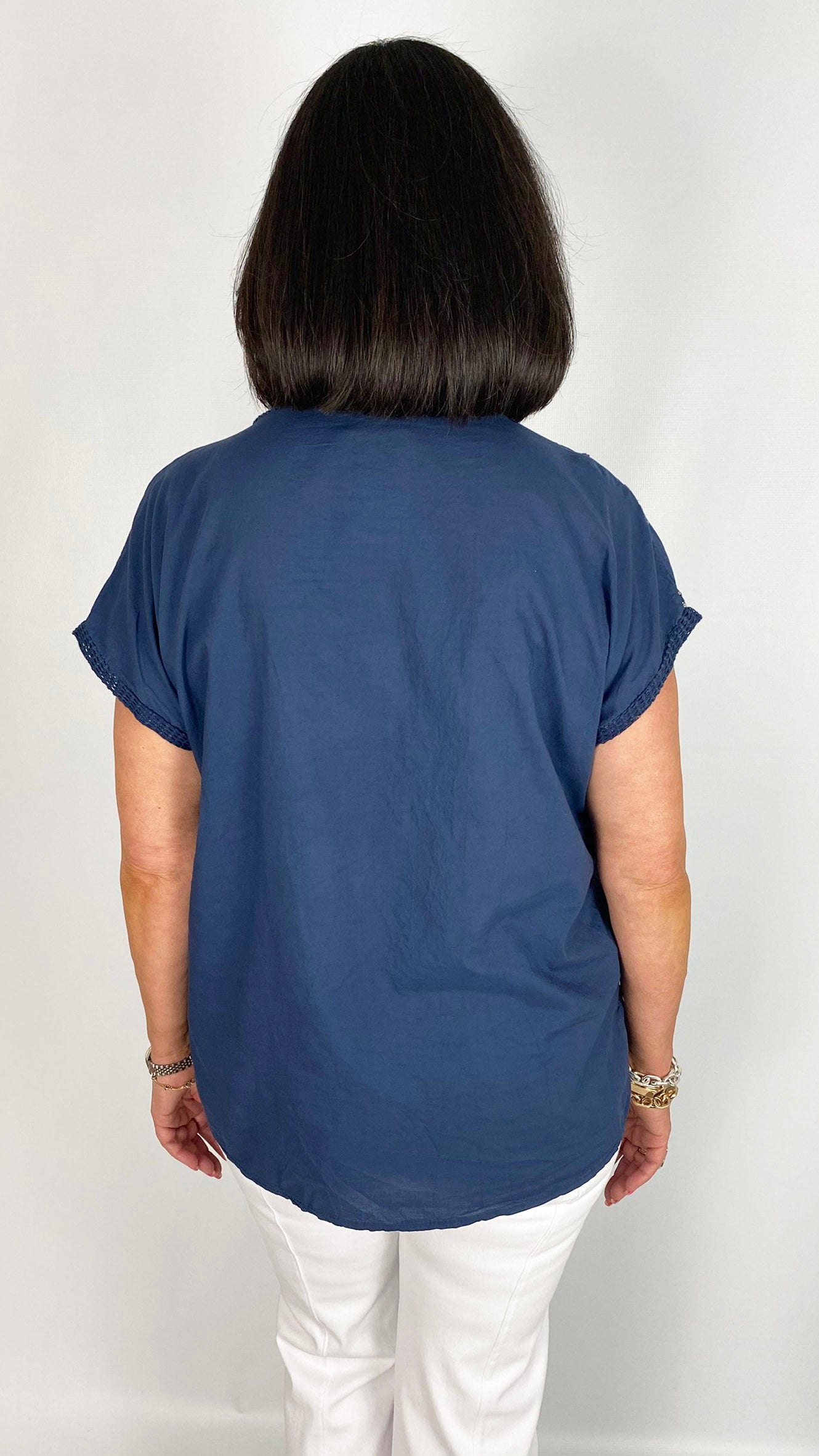 Mesh & sequin embellished cotton top | 4 Colours