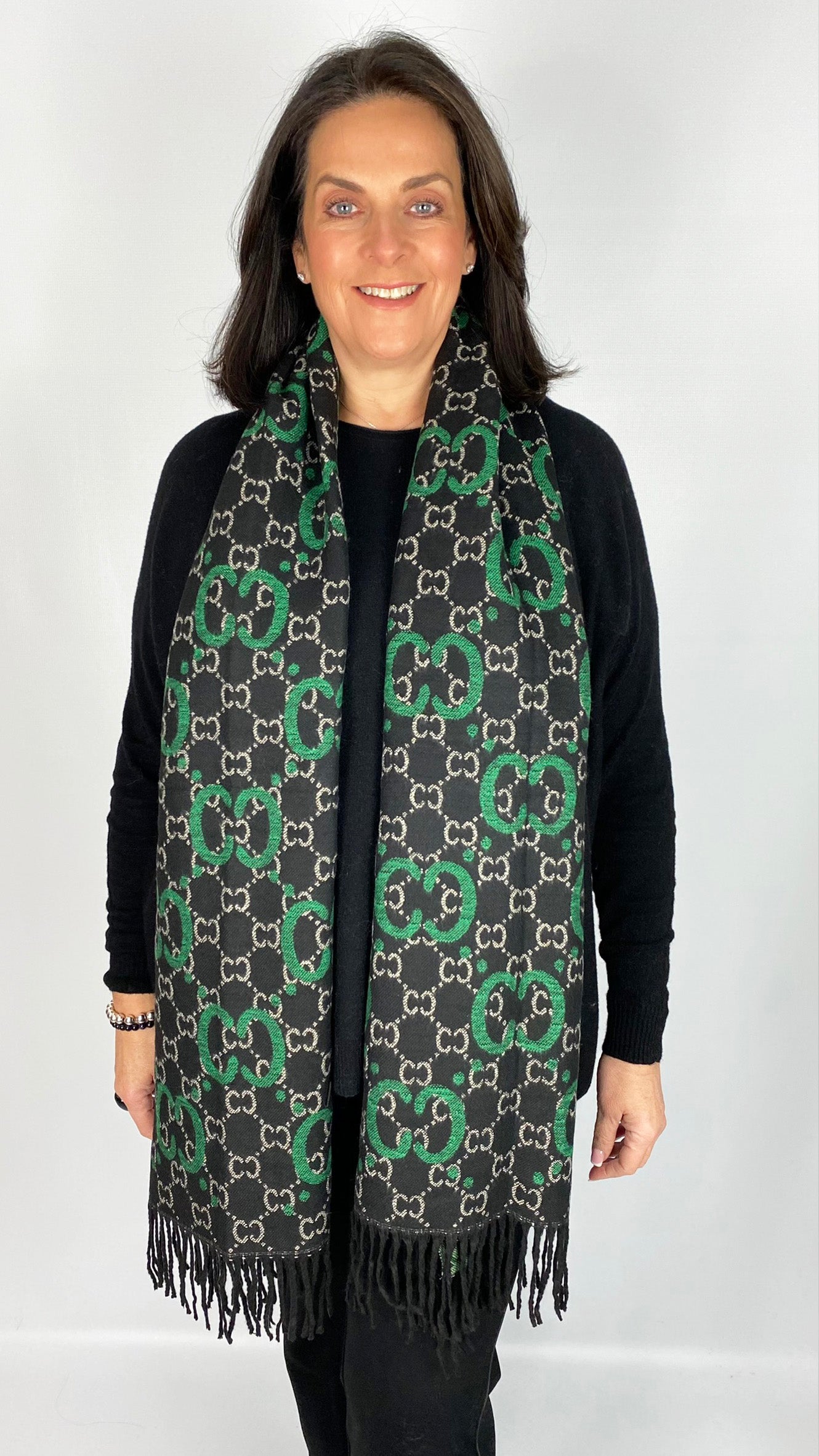 Circle print fringed scarf (2 Colours) - 3 for £50 mix & match