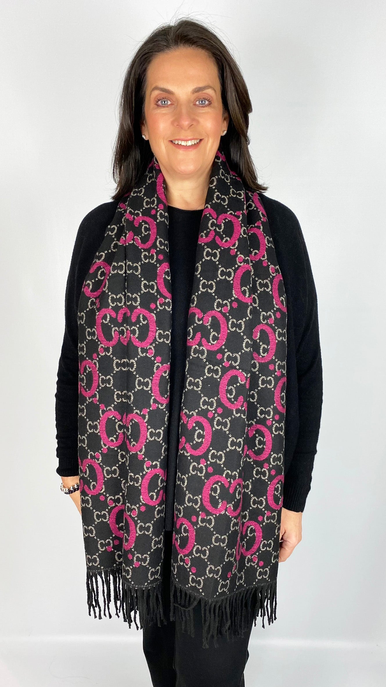 Circle print fringed scarf (2 Colours) - 3 for £50 mix & match