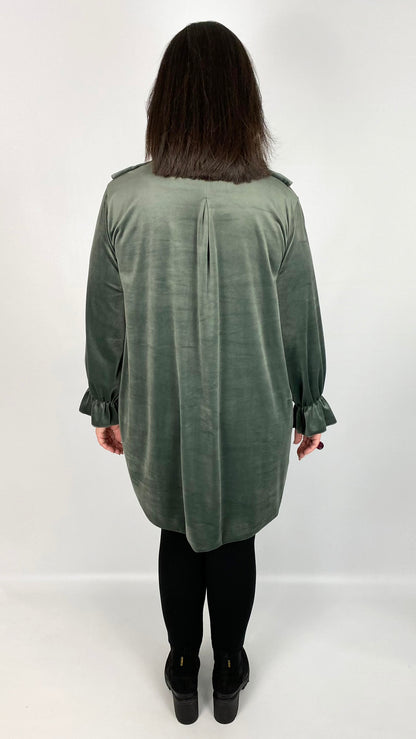 Ruffle-front velour shirt (4 Colours) - back in! Limited