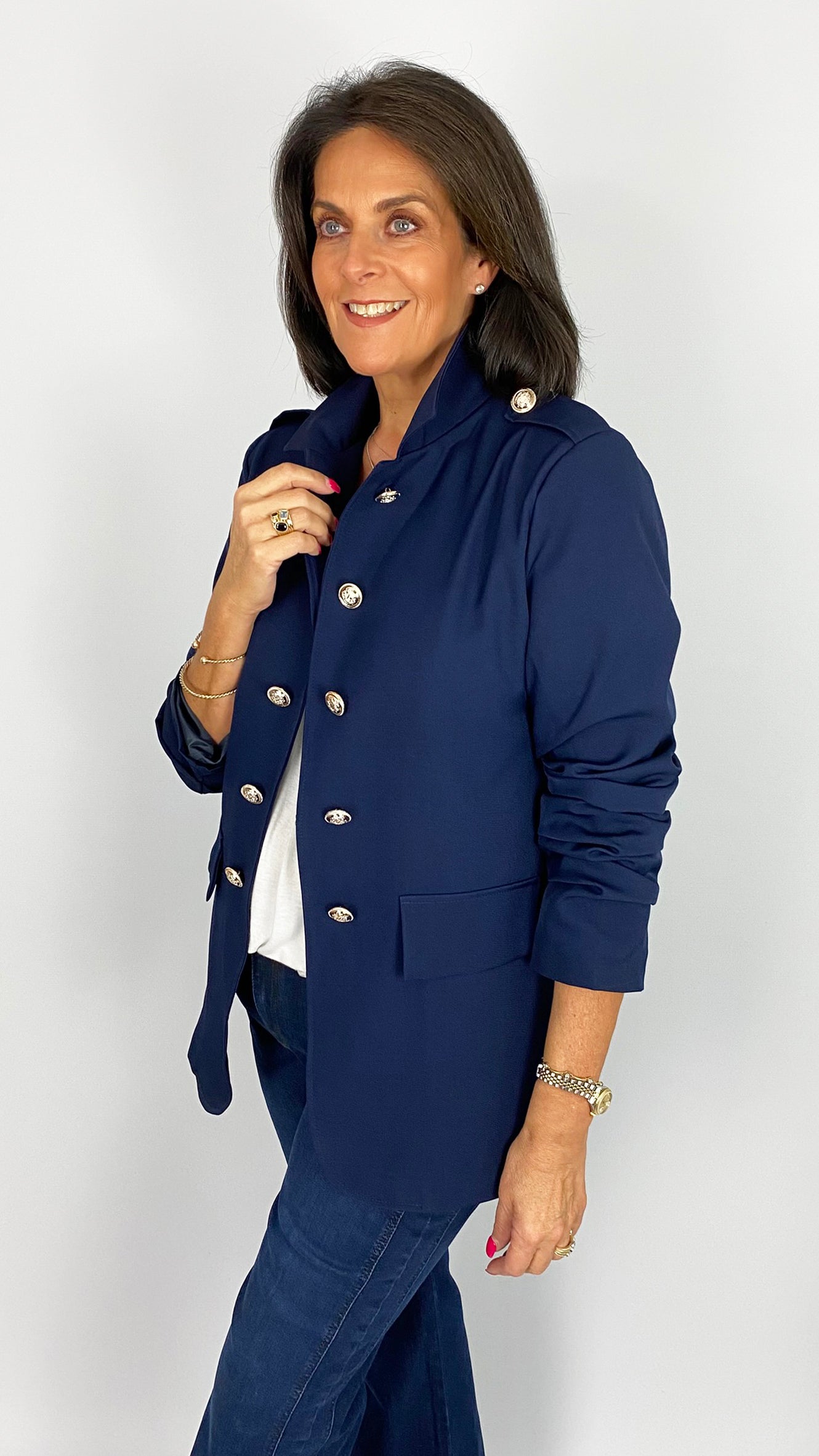 Military style ruche-sleeve blazer | 4 Colours