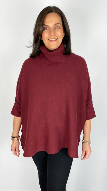 Turn-back sleeve rollneck poncho jumper (8 Colours)