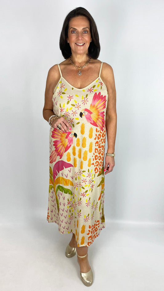 Lurex print strappy midaxi dress | 2 Prints | last 1
