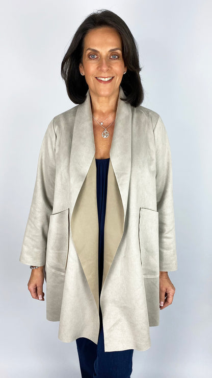 Suedette waterfall edge-to-edge jacket  | 5 Colours