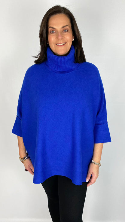 Turn-back sleeve rollneck poncho jumper (8 Colours)