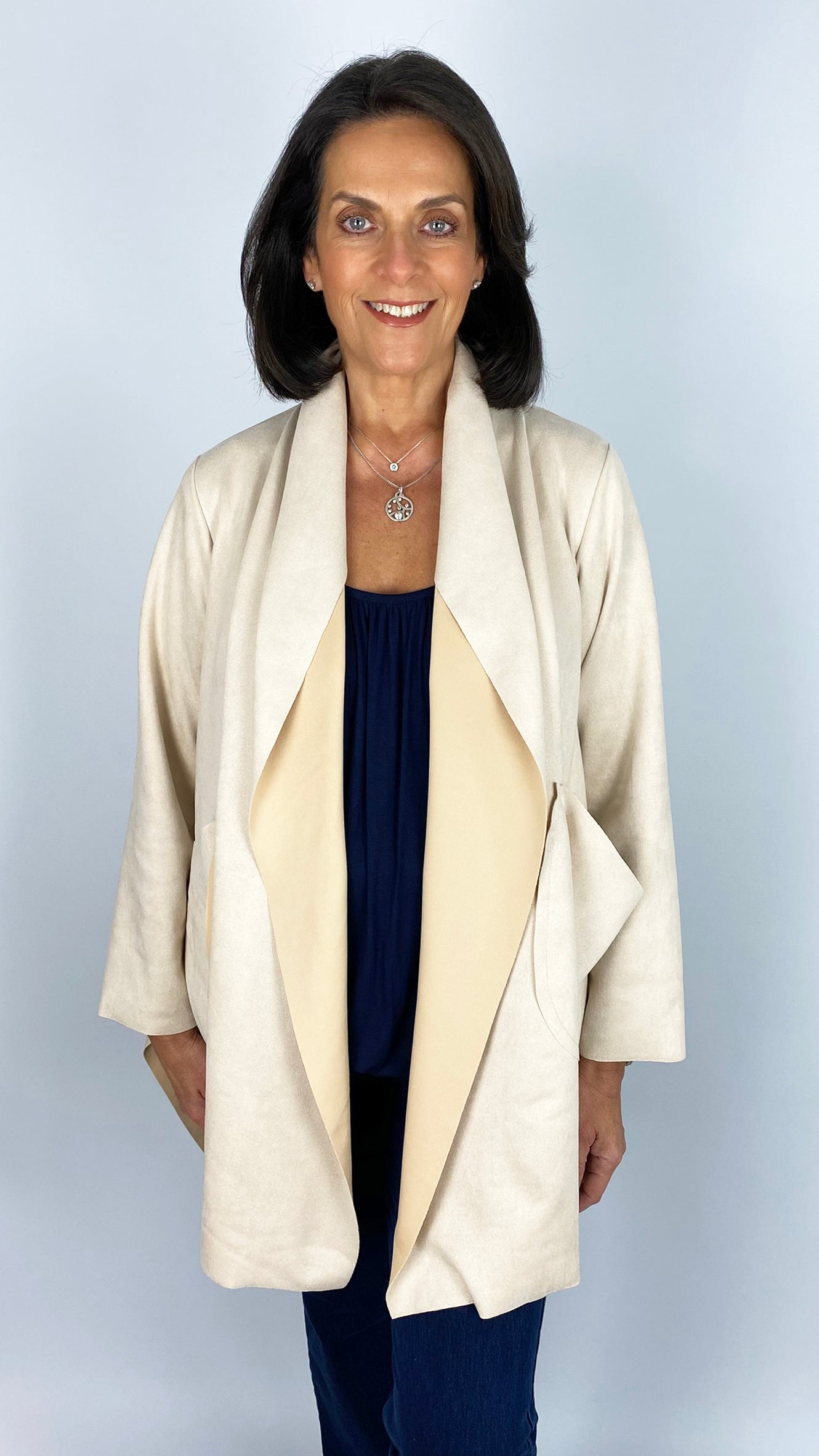 Suedette waterfall edge-to-edge jacket  | 5 Colours