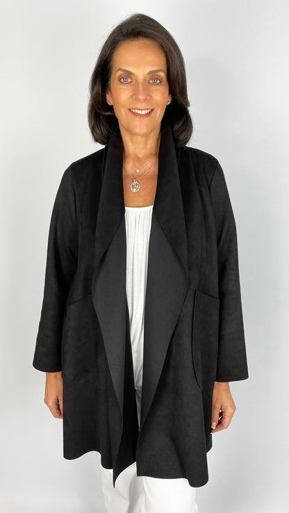 Suedette waterfall edge-to-edge jacket  | 5 Colours