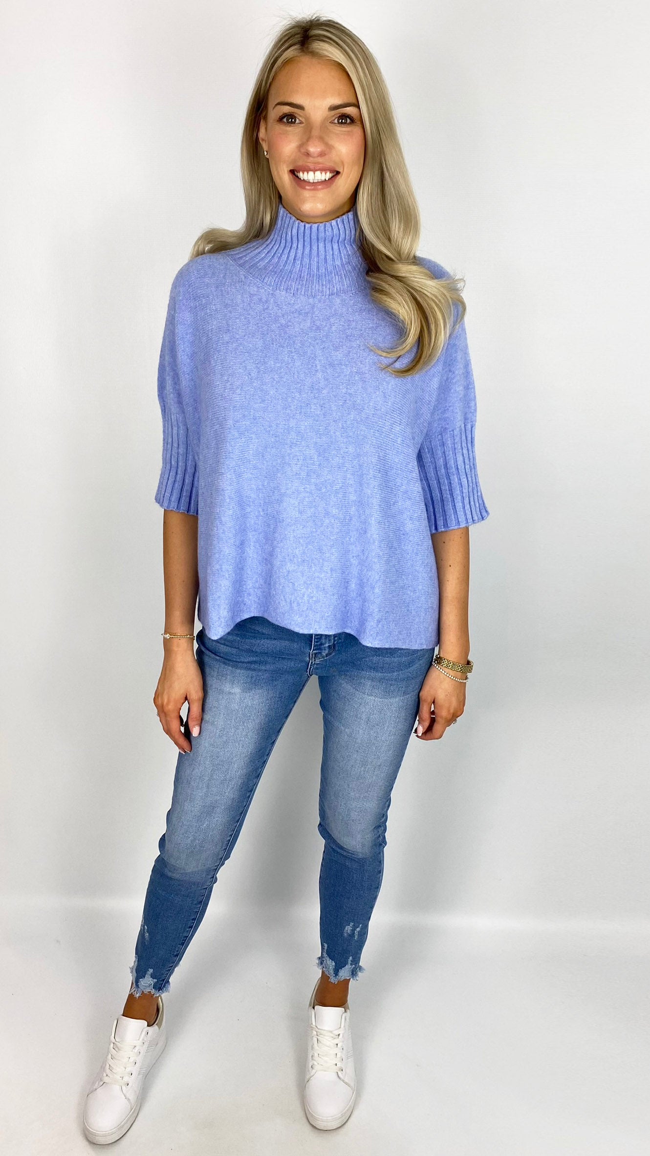 3/4 sleeve ribbed turtle neck jumper | 6 Colours