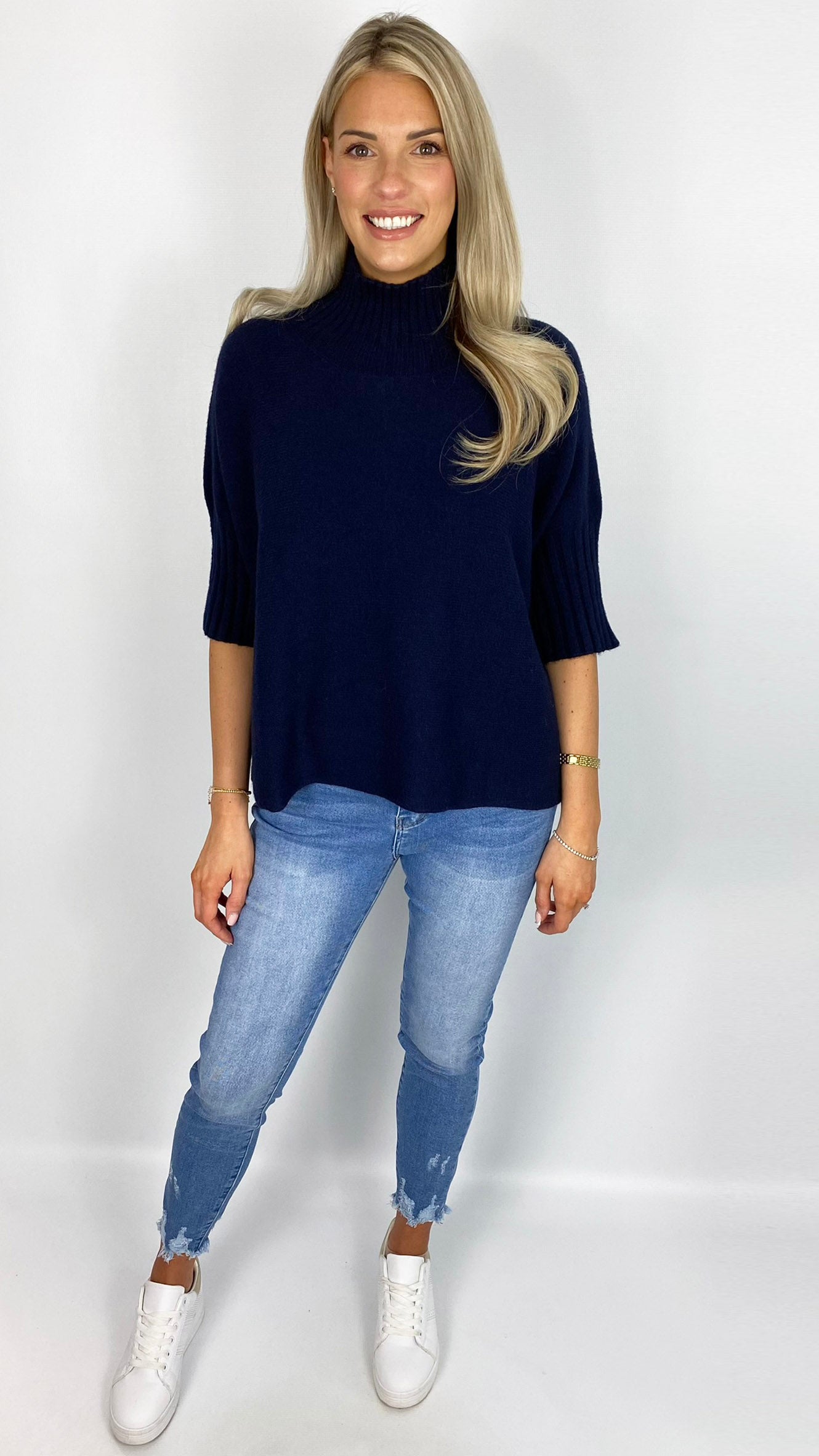 3/4 sleeve ribbed turtle neck jumper | 6 Colours