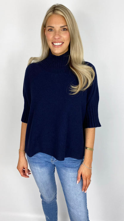 3/4 sleeve ribbed turtle neck jumper | 6 Colours